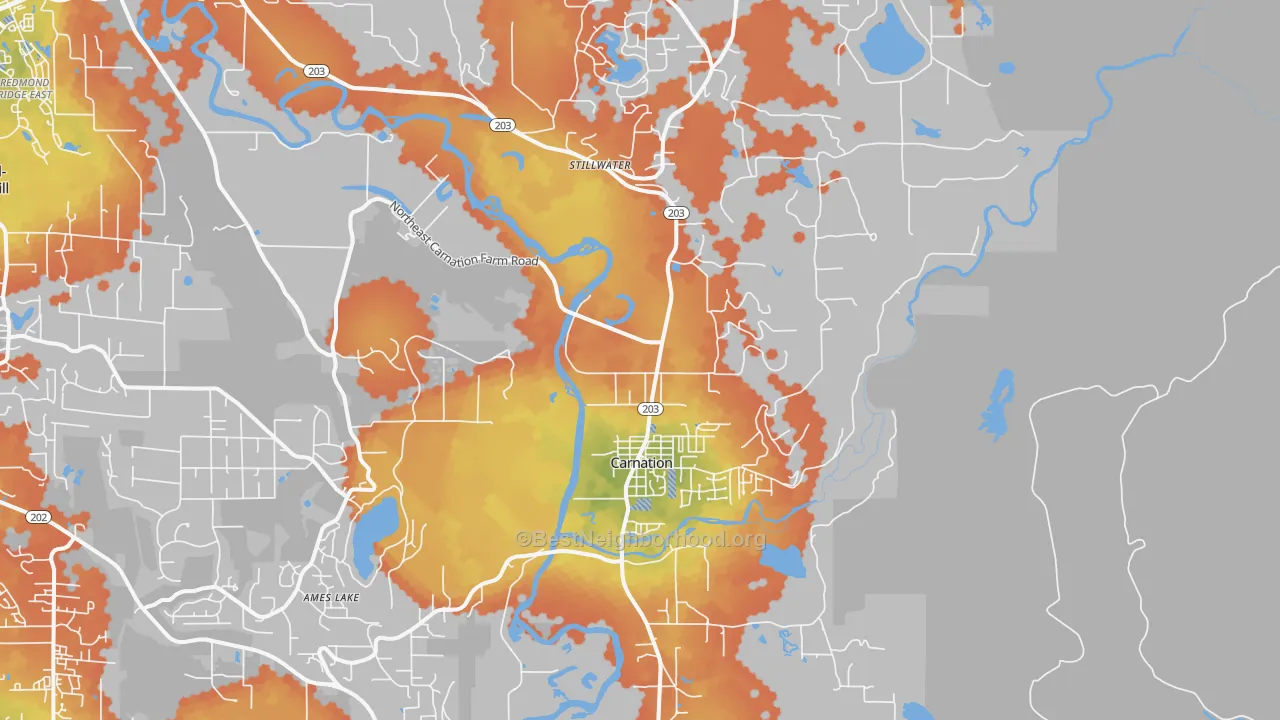Bike Grade map of Carnation, WA
