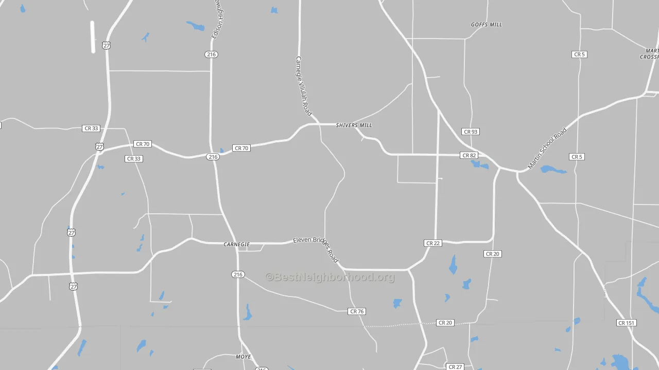 Bike Grade map of Carnegie, GA