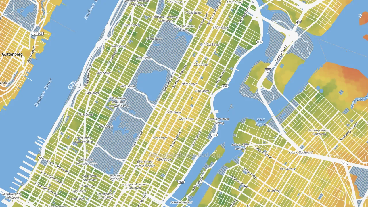 Bike Grade map of Carnegie Hill, Manhattan, NY