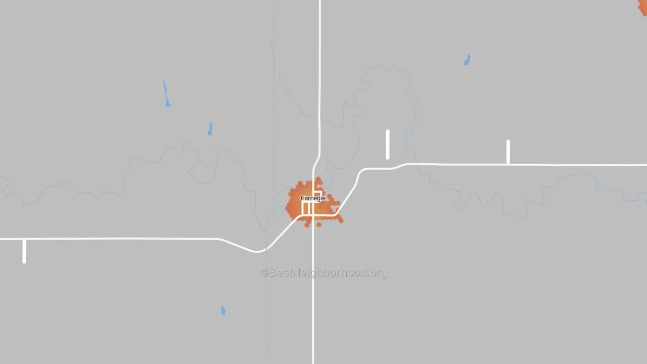 Bike Grade map of Carnegie, OK