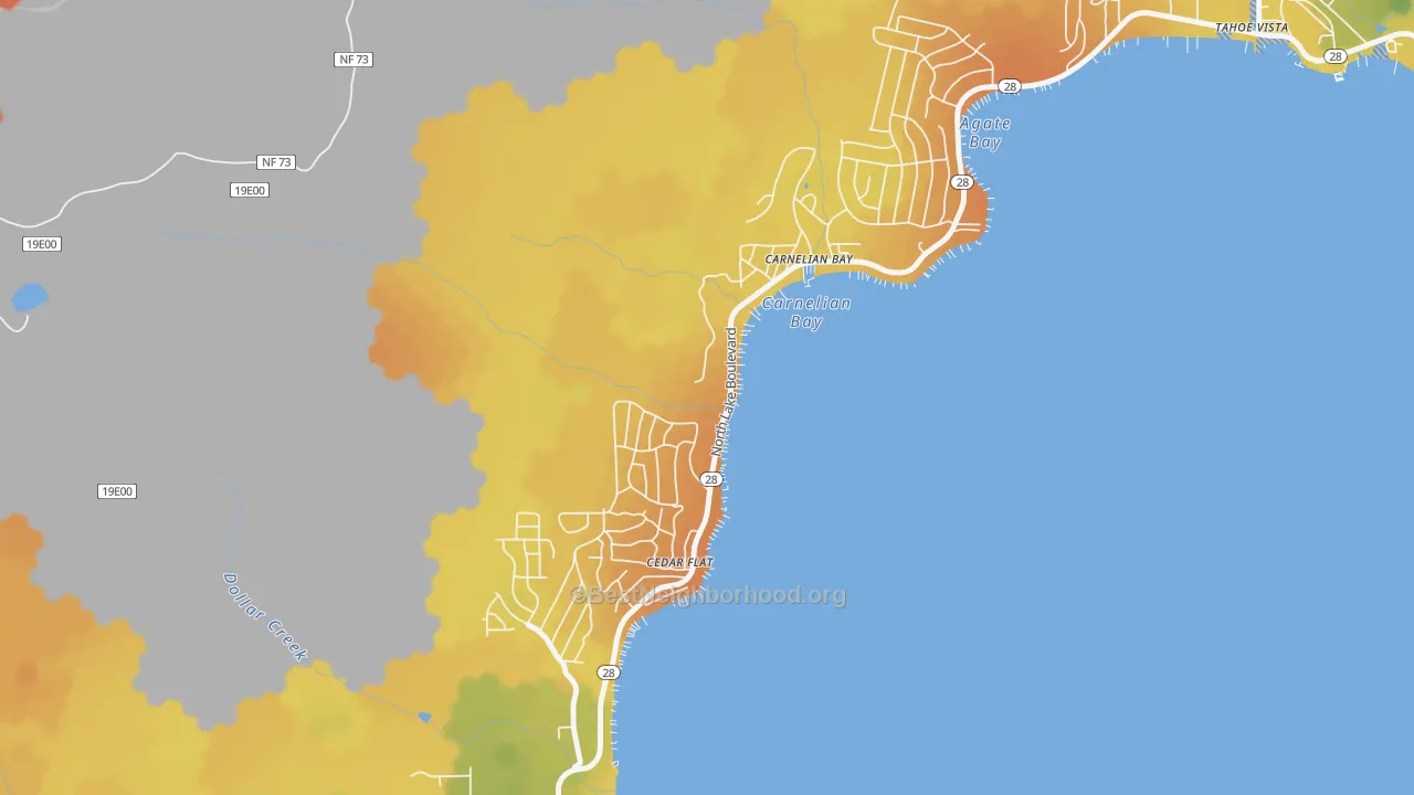 Bike Grade map of Carnelian Bay, CA
