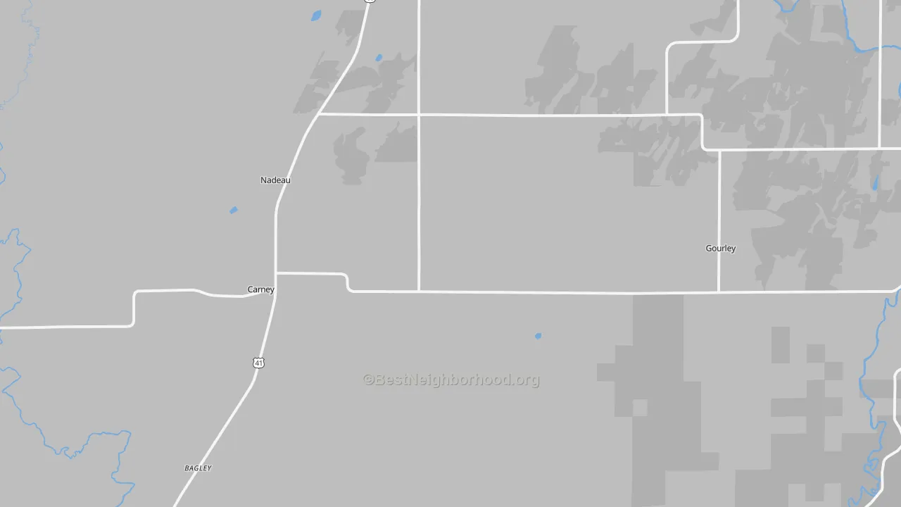 Bike Grade map of Carney, MI