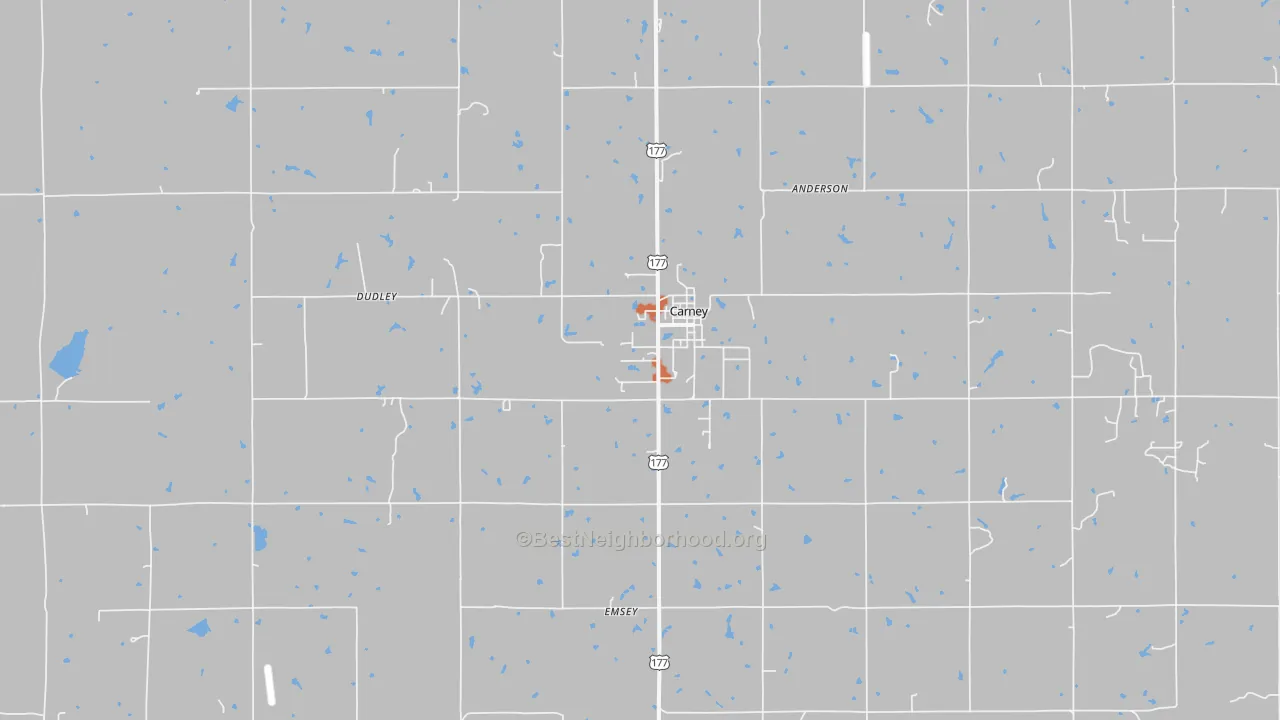 Bike Grade map of Carney, OK