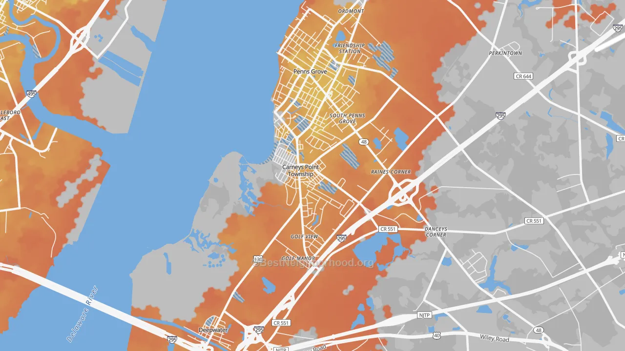 Bike Grade map of Carneys Point, NJ
