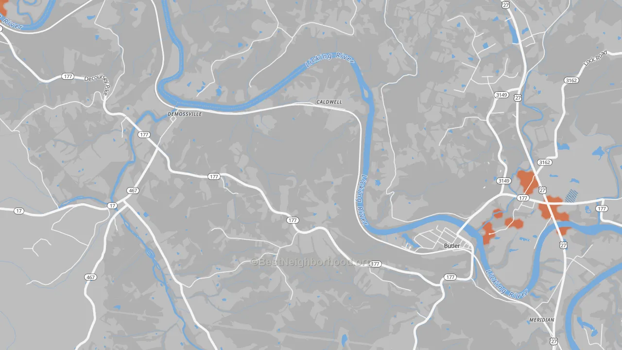 Bike Grade map of Carntown, KY