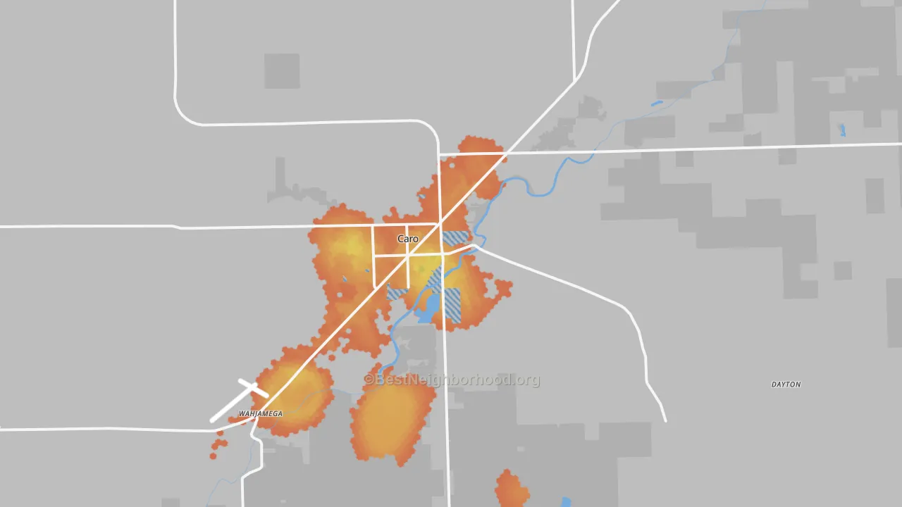 Bike Grade map of Caro, MI