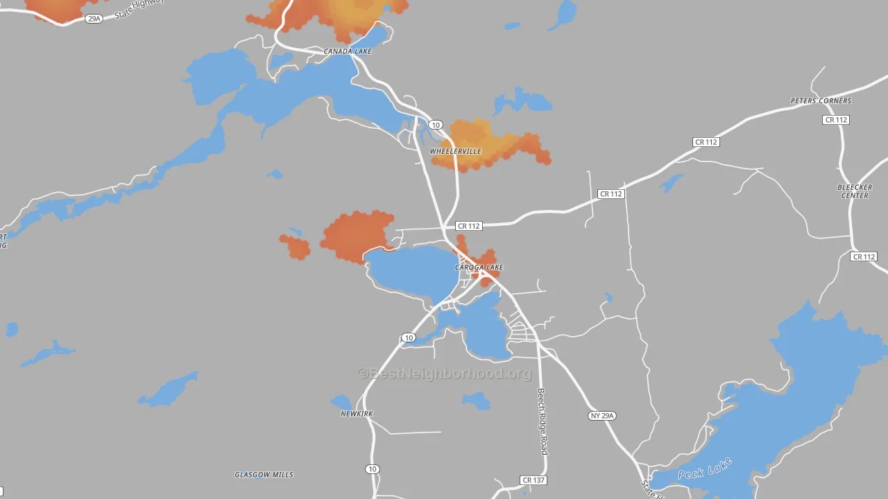 Bike Grade map of Caroga Lake, NY