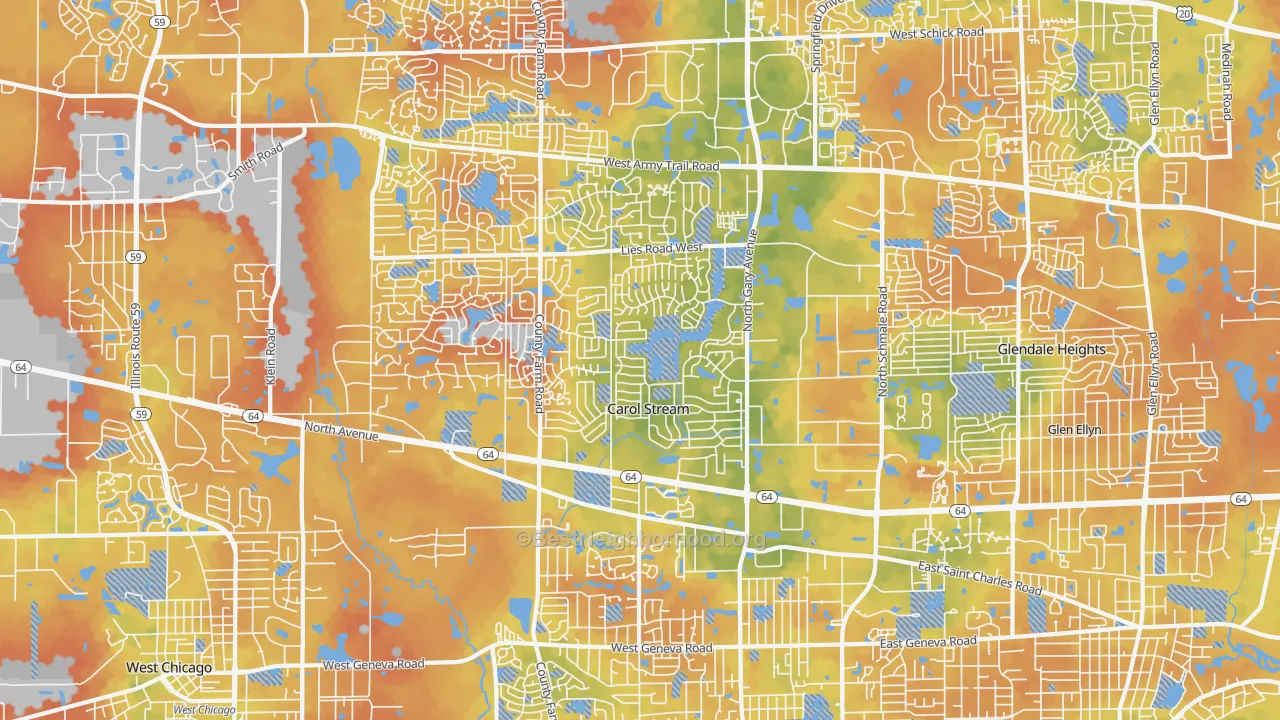 Bike Grade map of Carol Stream, IL