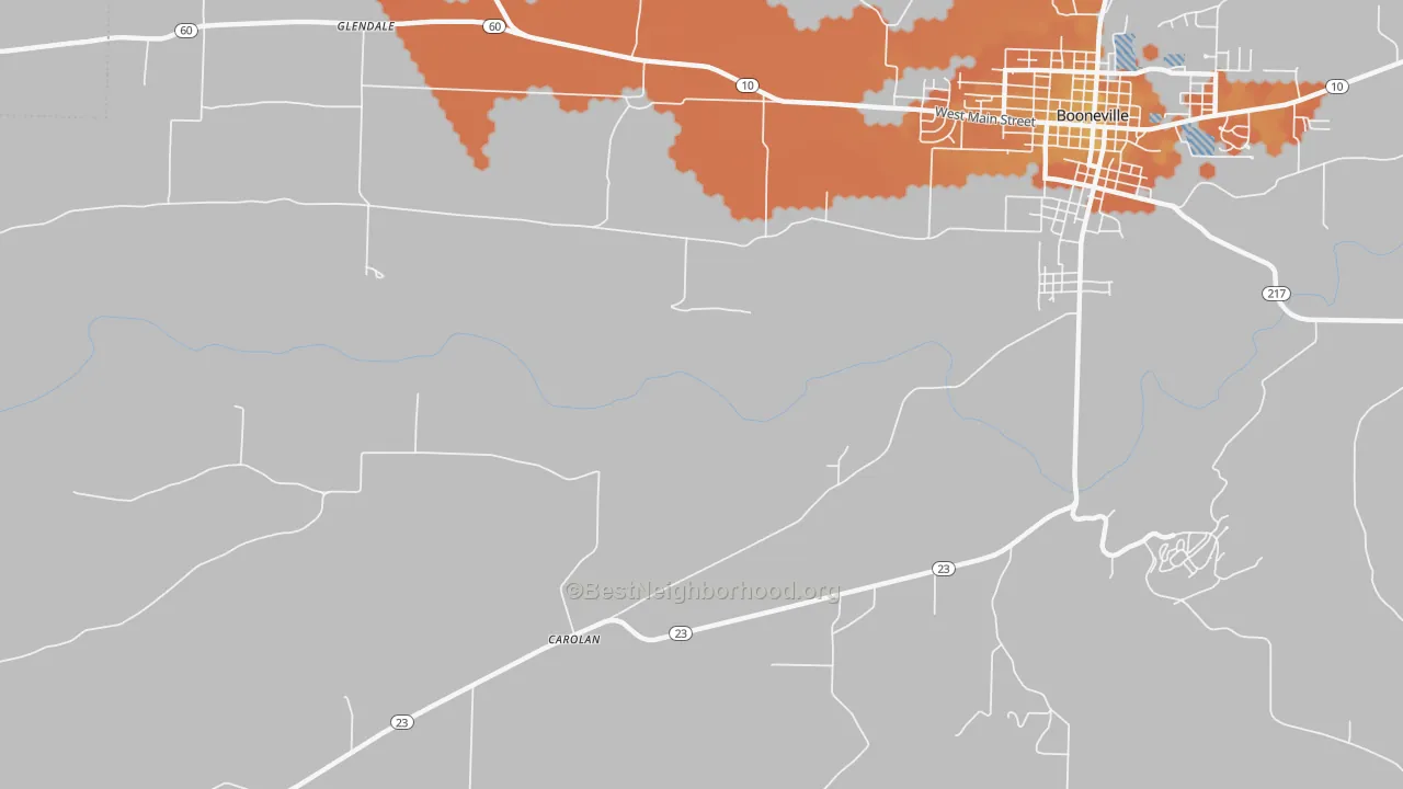 Bike Grade map of Carolan, AR