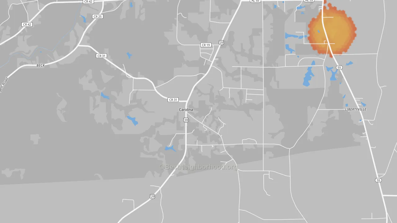 Bike Grade map of Carolina, AL