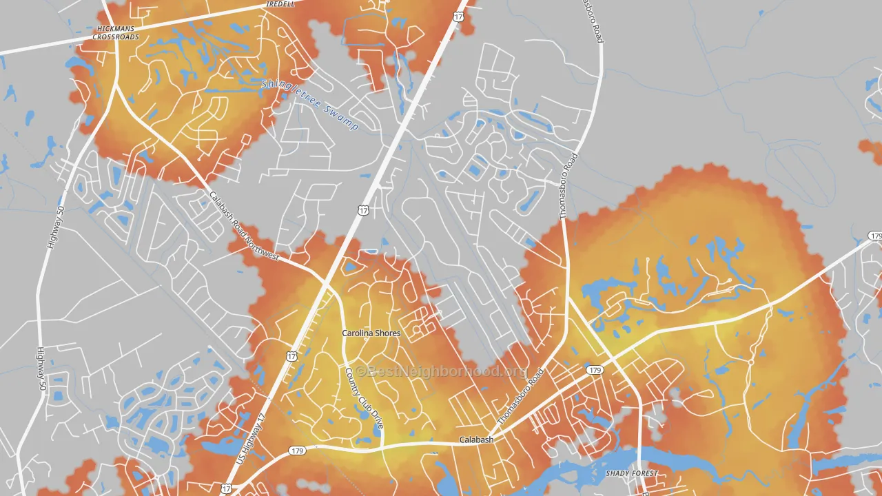 Bike Grade map of Carolina Shores, NC