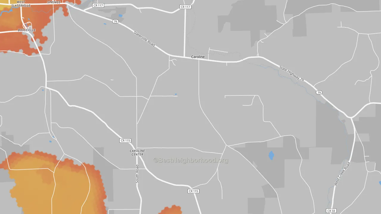 Bike Grade map of Caroline Center, NY