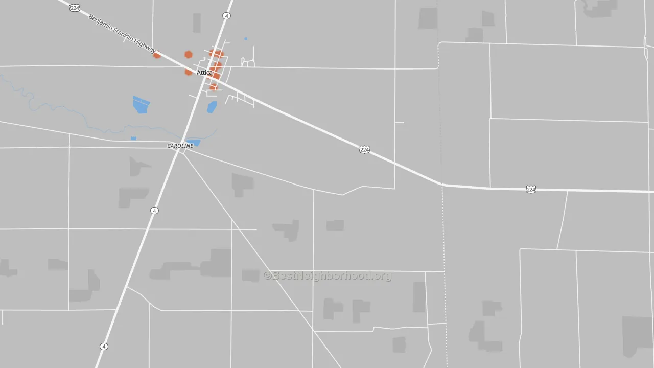 Bike Grade map of Caroline, OH