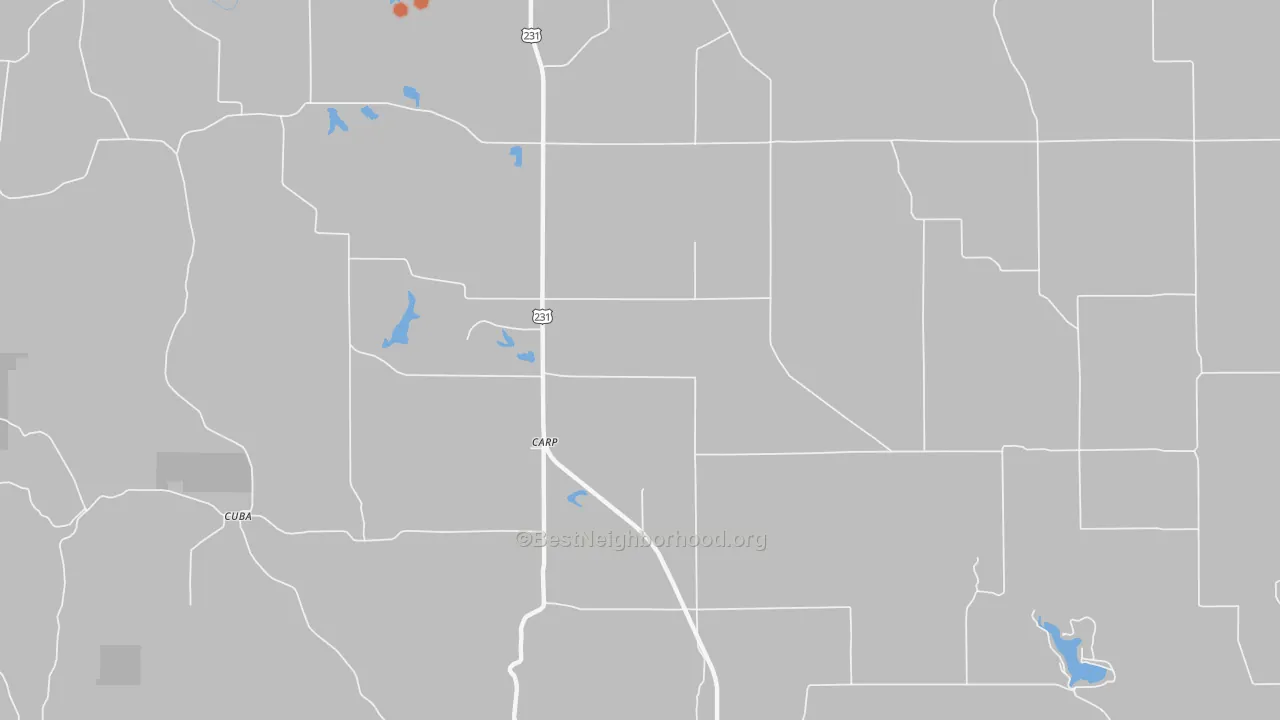 Bike Grade map of Carp, IN