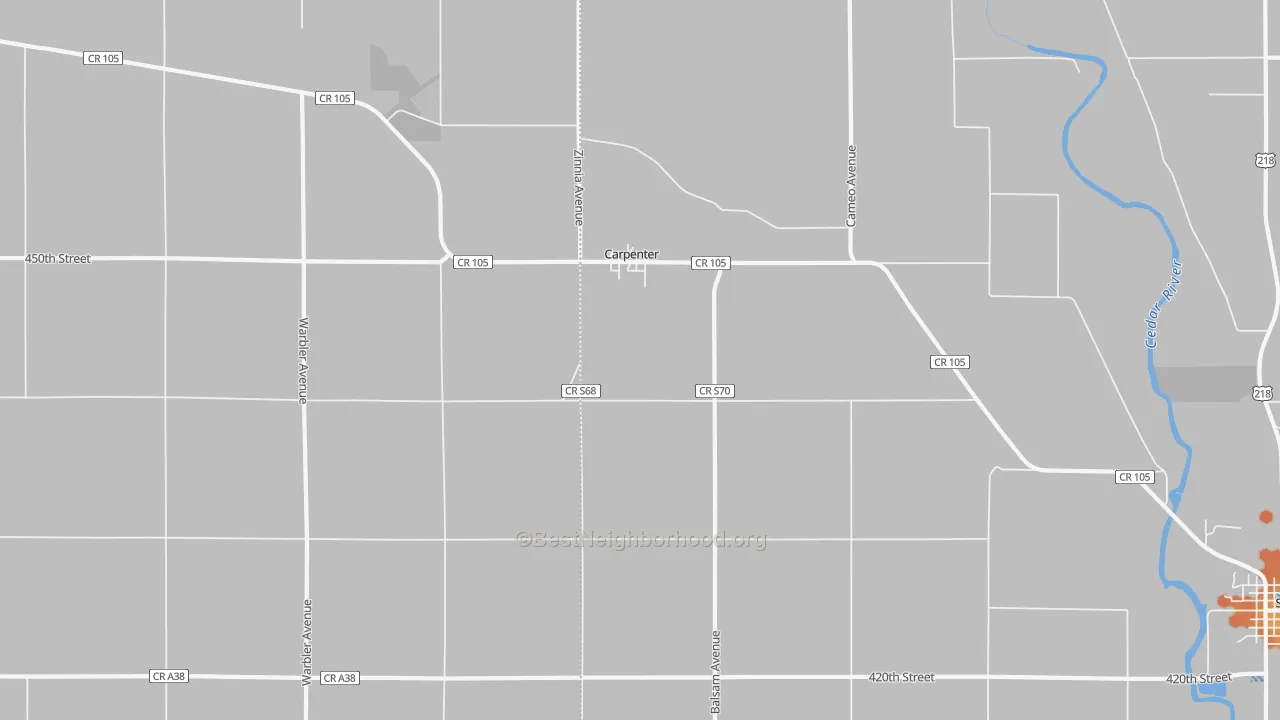 Bike Grade map of Carpenter, IA