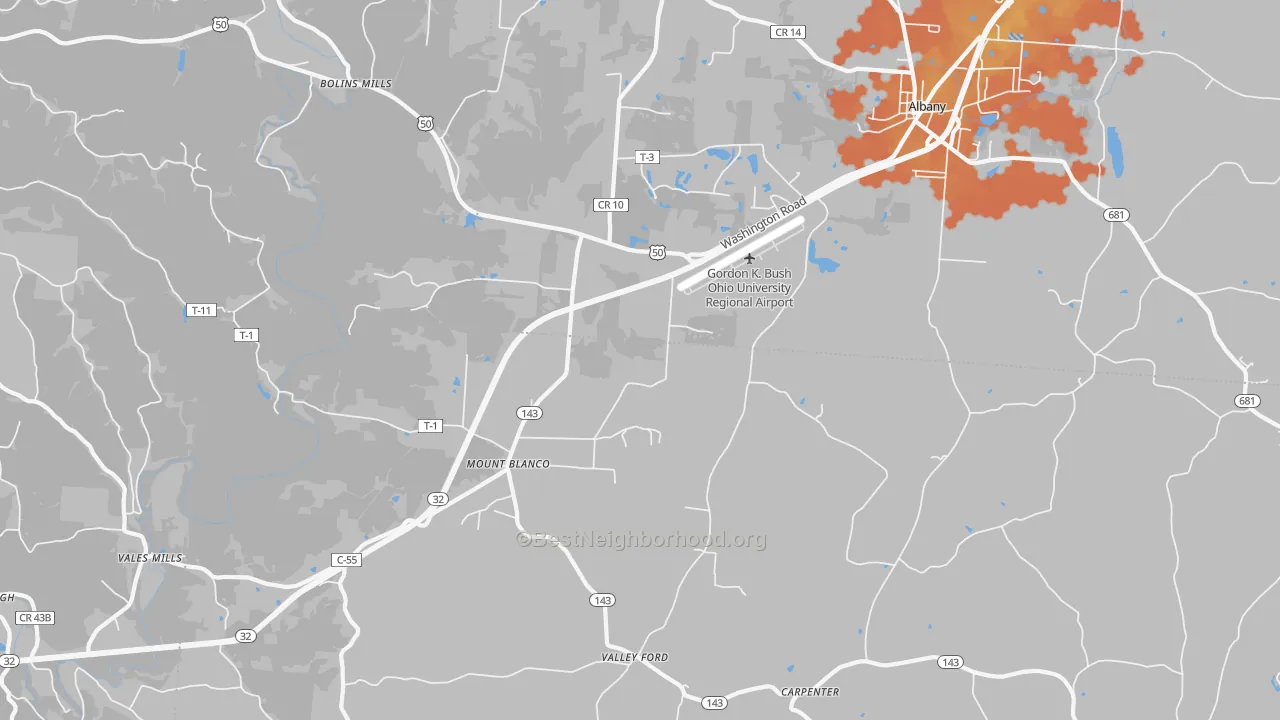 Bike Grade map of Carpenter, OH
