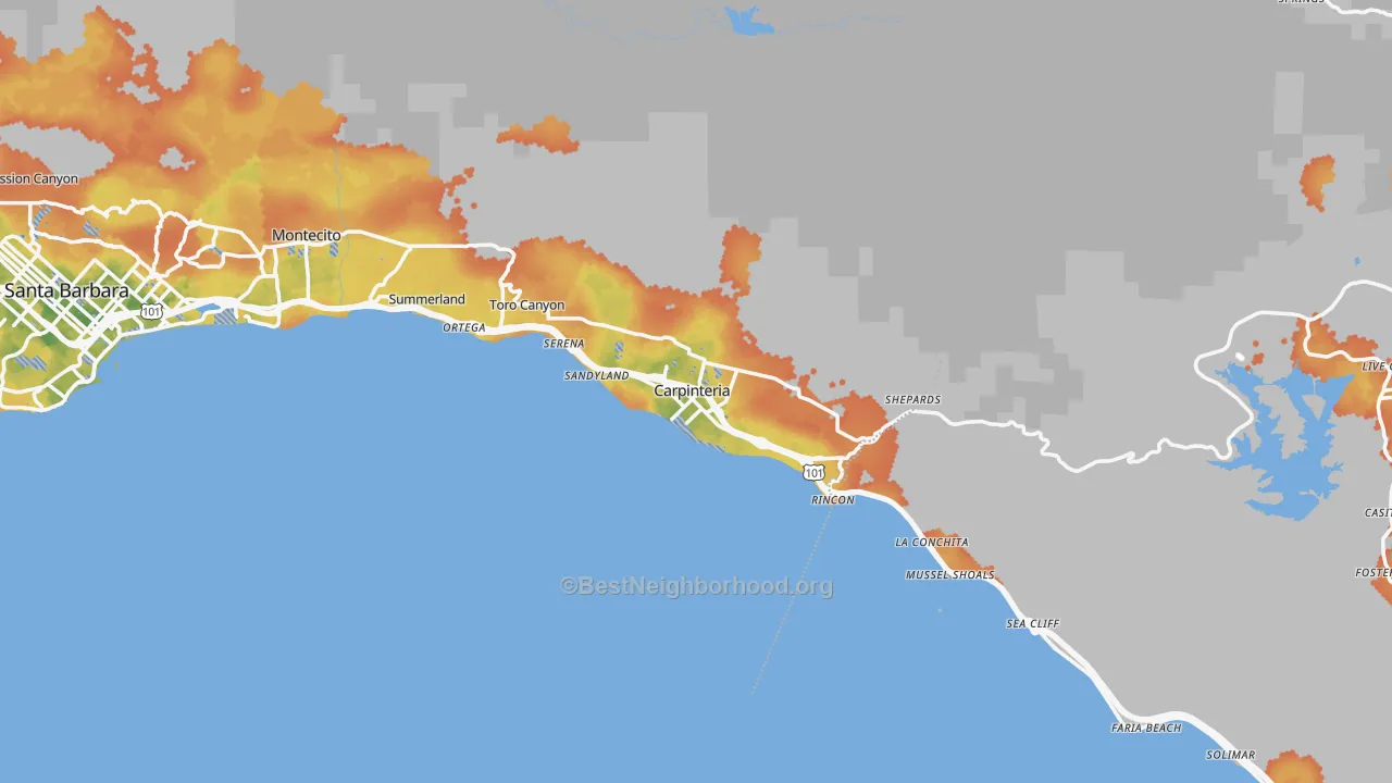 Bike Grade map of Carpinteria, CA