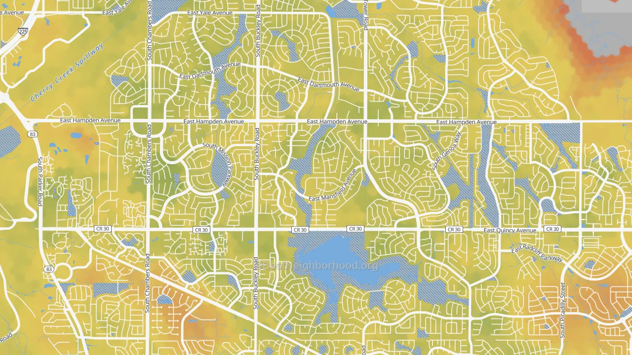 Bike Grade map of Carriage Place, Aurora, CO