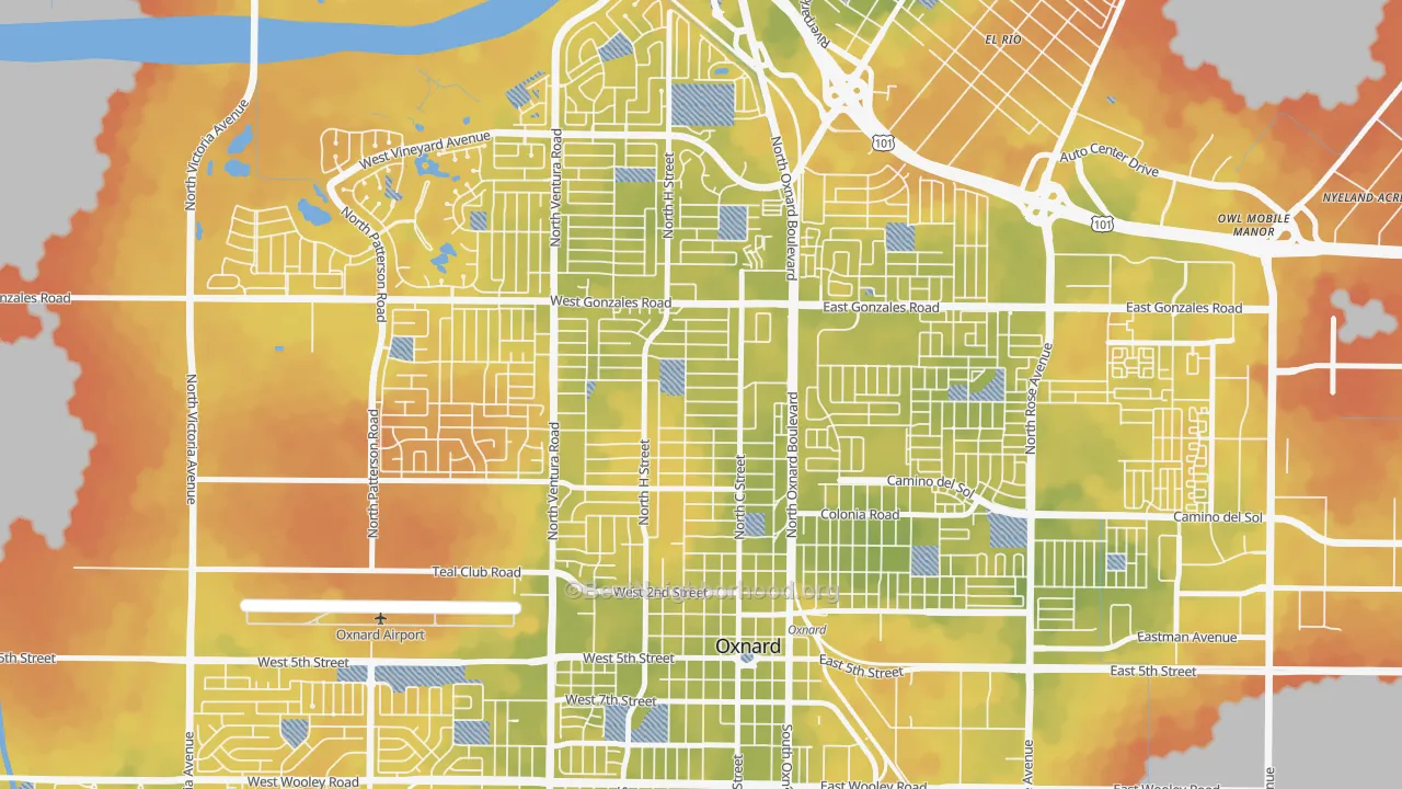 Bike Grade map of Carriage Square, Oxnard, CA