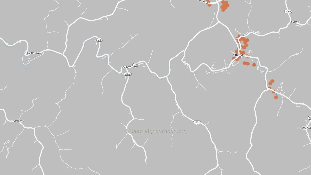 Bike Grade map of Carrie, KY