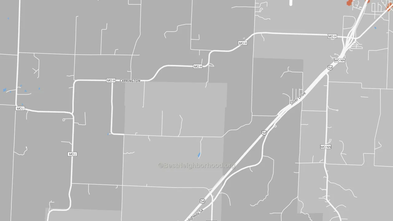 Bike Grade map of Carrington, MO