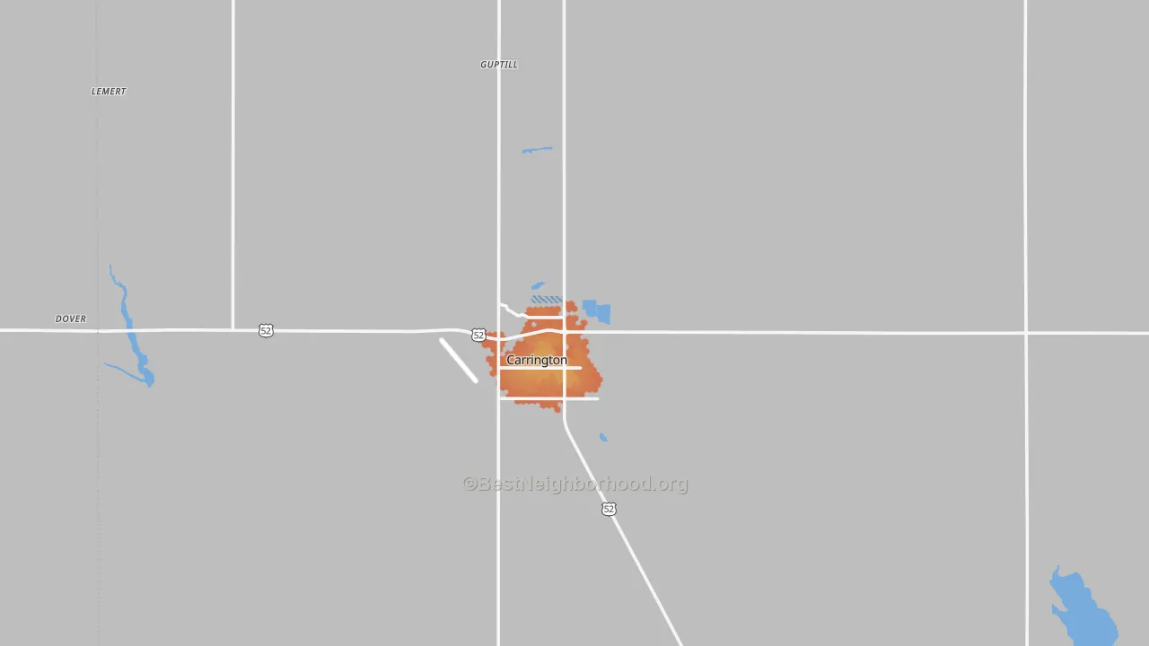 Bike Grade map of Carrington, ND
