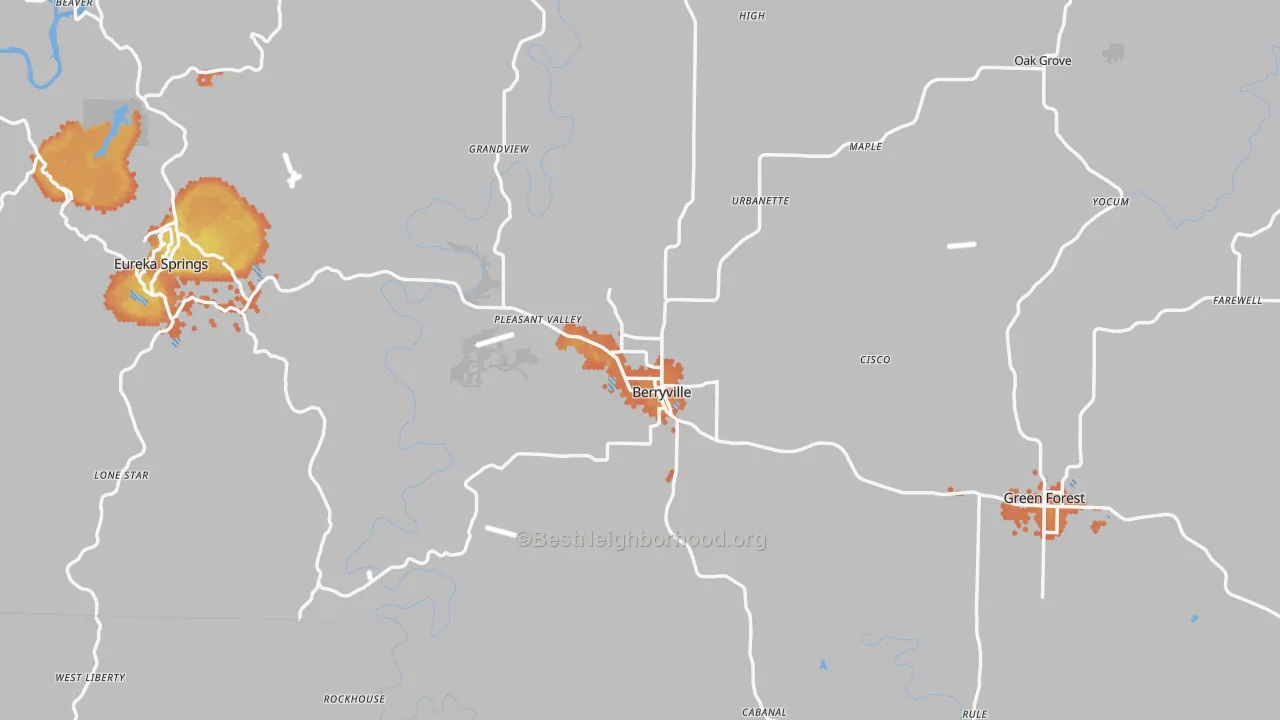 Bike Grade map of Carroll County, AR