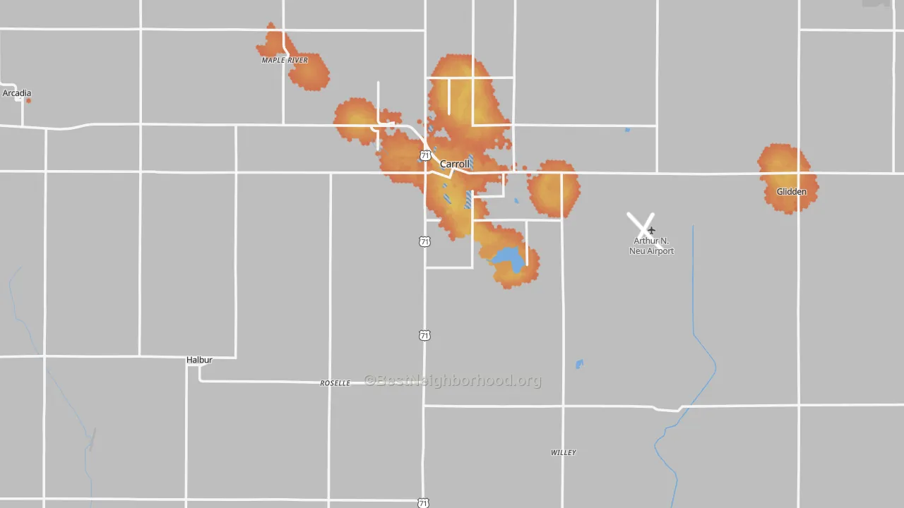 Bike Grade map of Carroll County, IA