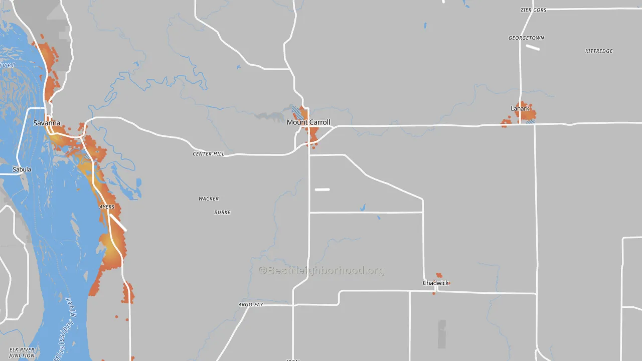 Bike Grade map of Carroll County, IL