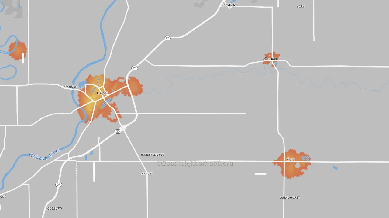 Bike Grade map of Carroll County, IN