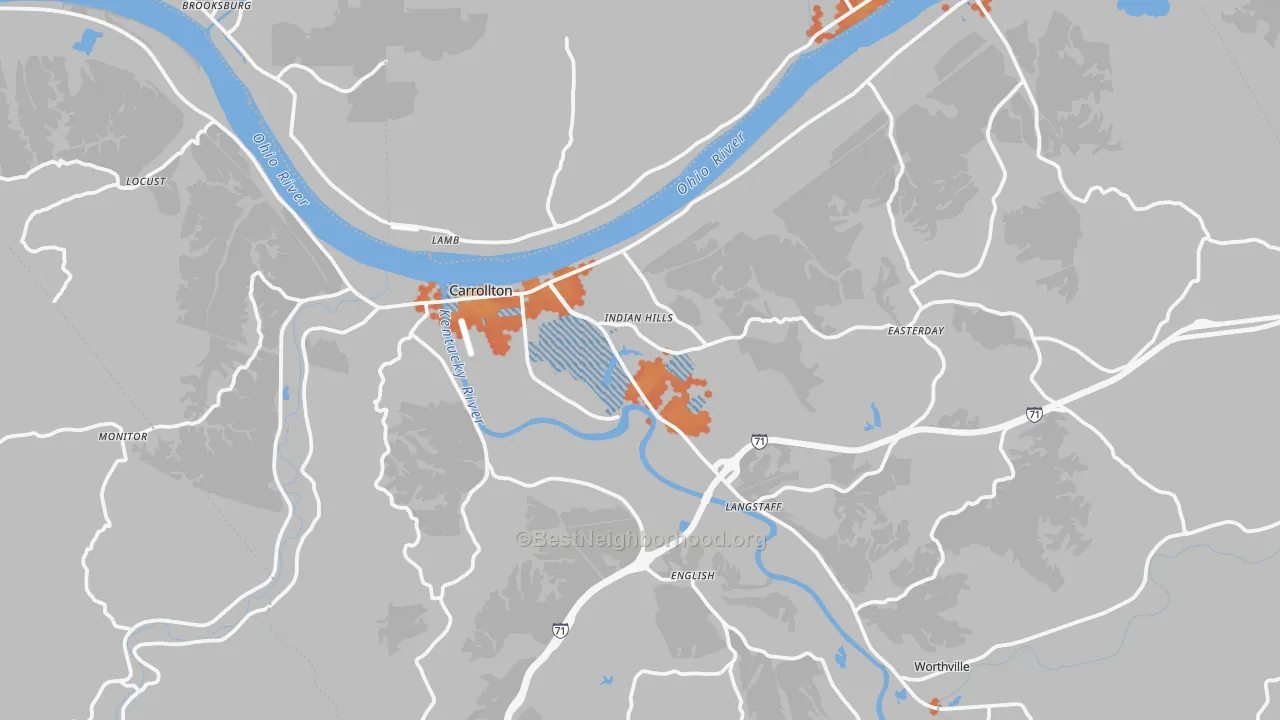 Bike Grade map of Carroll County, KY