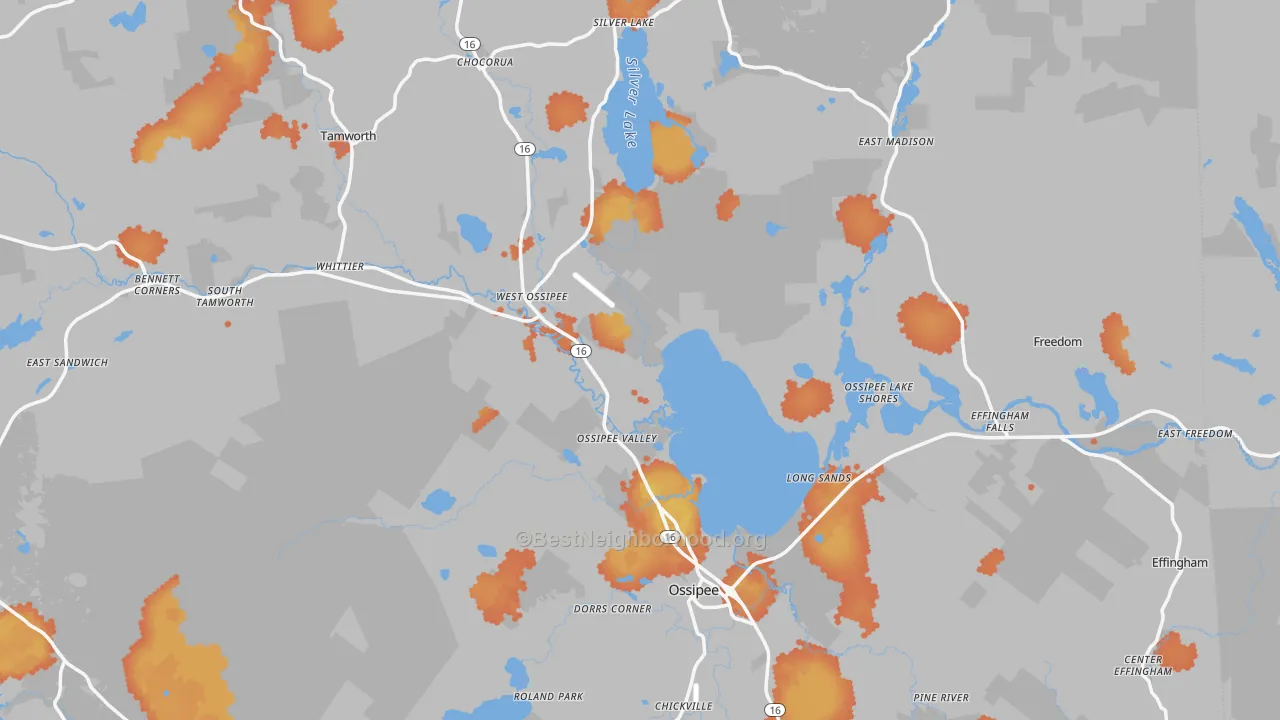 Bike Grade map of Carroll County, NH