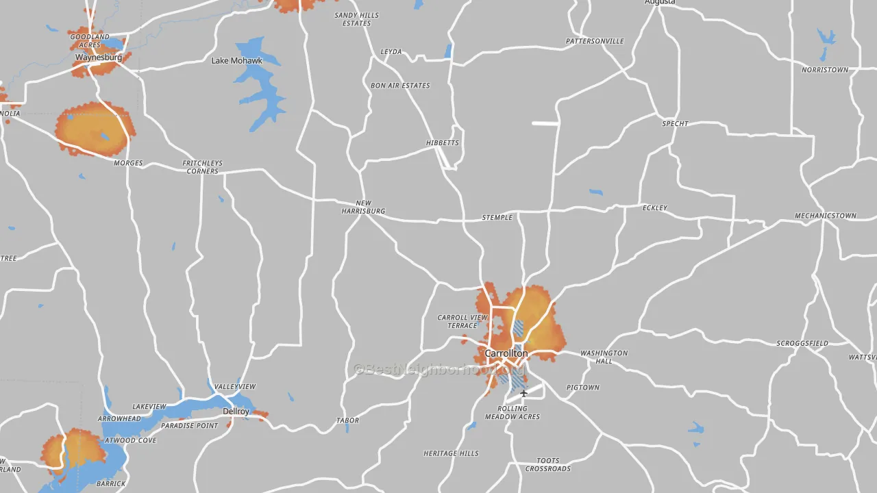Bike Grade map of Carroll County, OH