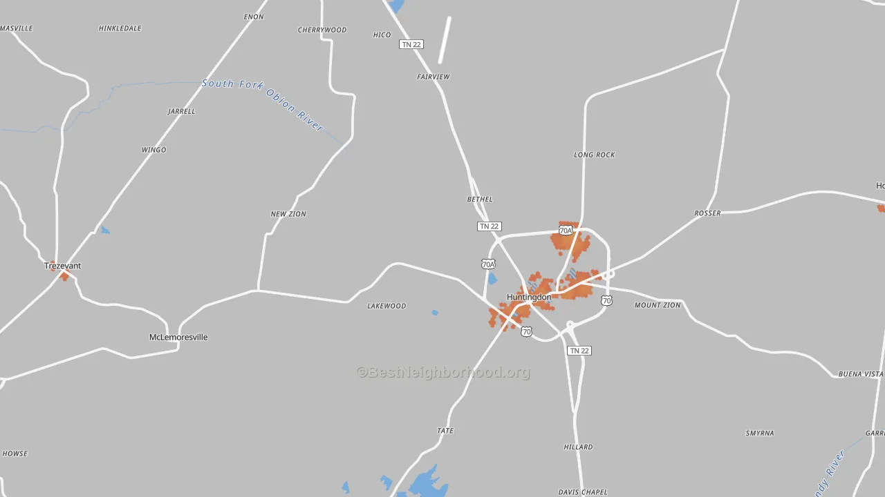 Bike Grade map of Carroll County, TN