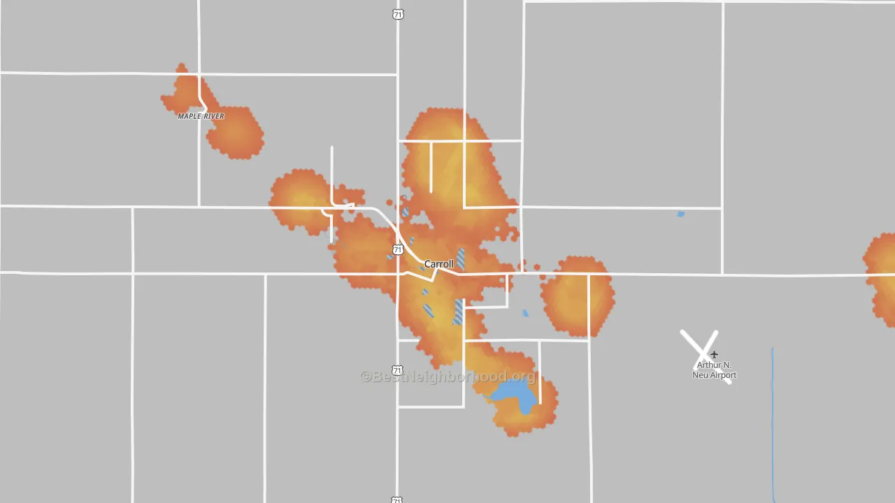 Bike Grade map of Carroll, IA