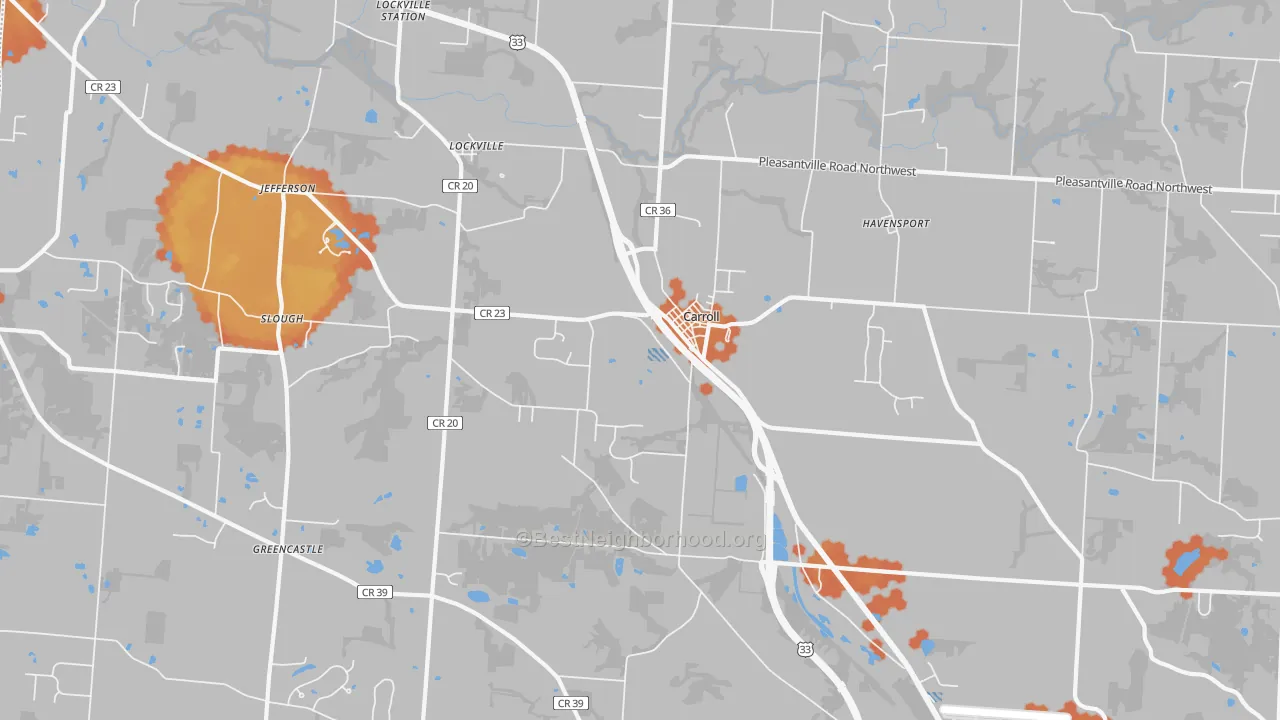 Bike Grade map of Carroll, OH