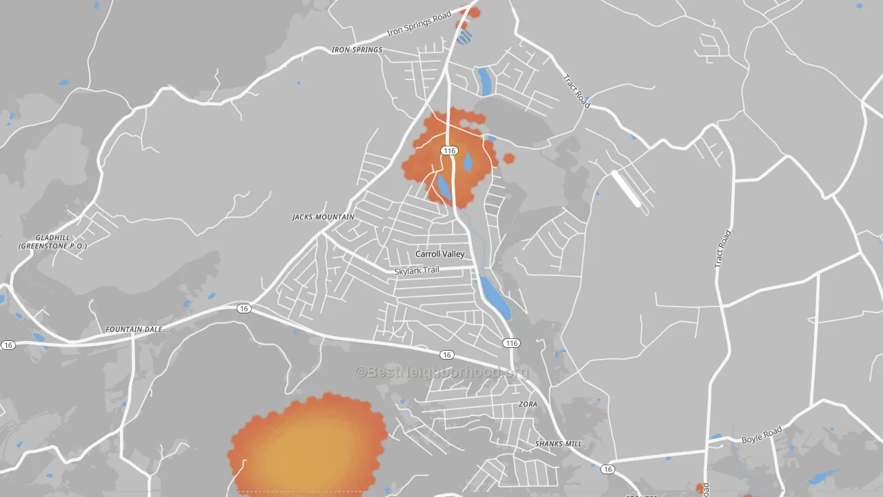 Bike Grade map of Carroll Valley, PA