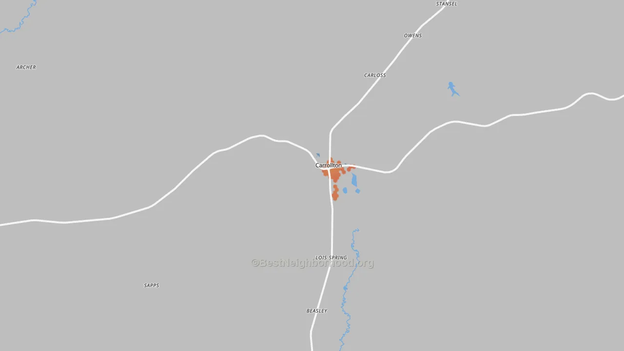 Bike Grade map of Carrollton, AL