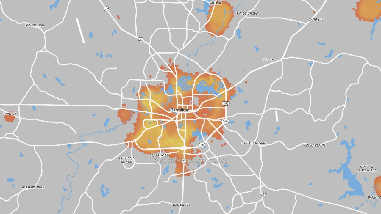 Bike Grade map of Carrollton, GA