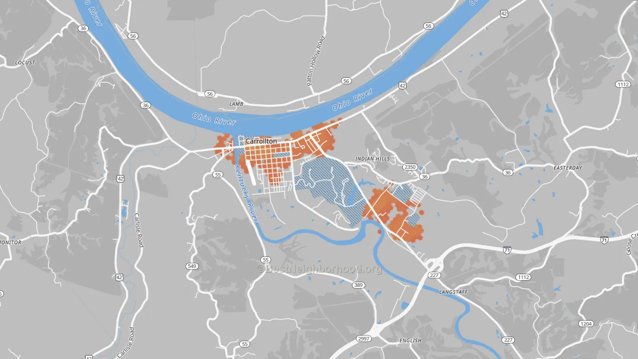 Bike Grade map of Carrollton, KY