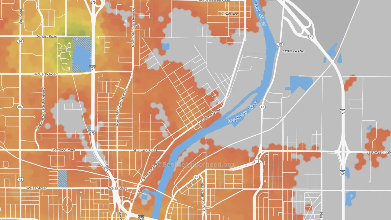 Bike Grade map of Carrollton, MI