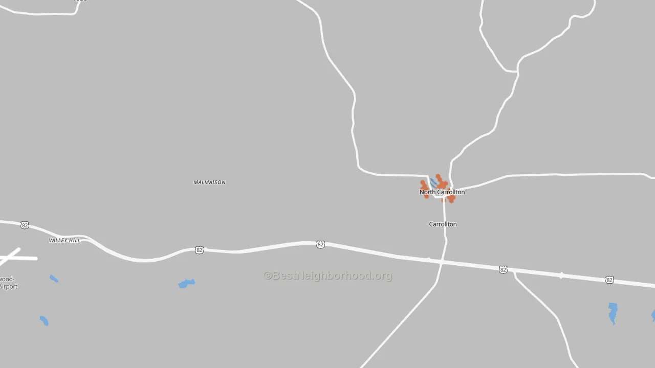 Bike Grade map of Carrollton, MS