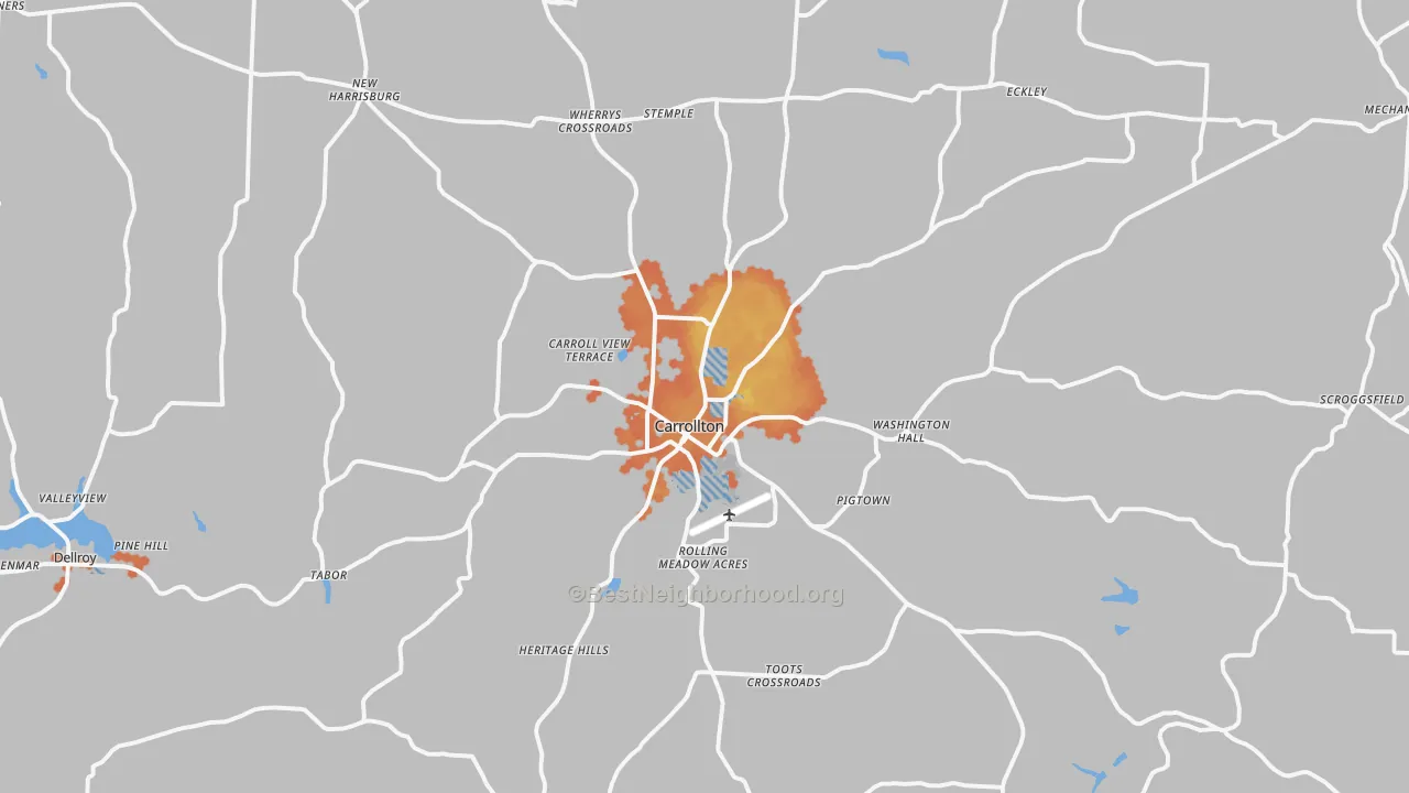 Bike Grade map of Carrollton, OH