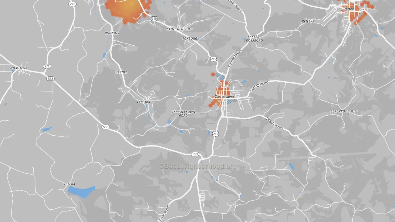 Bike Grade map of Carrolltown, PA