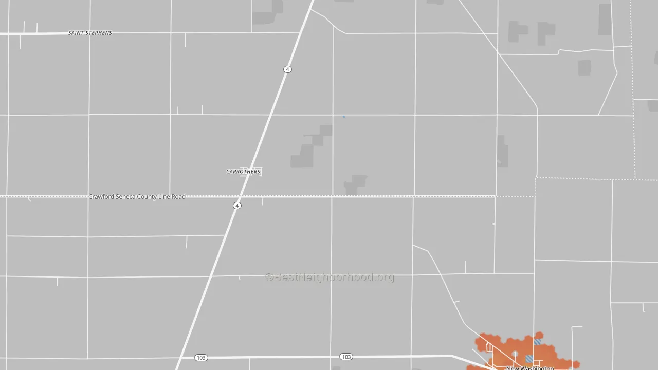 Bike Grade map of Carrothers, OH