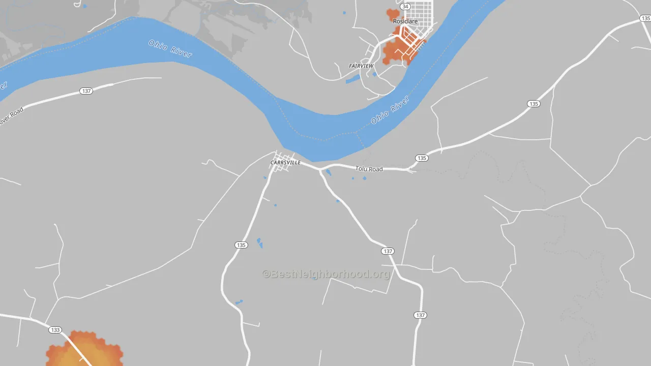 Bike Grade map of Carrsville, KY