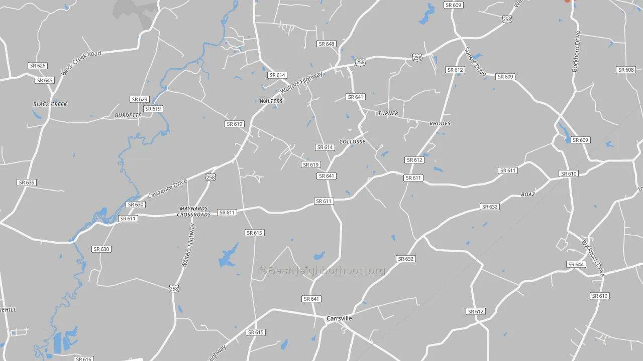 Bike Grade map of Carrsville, VA