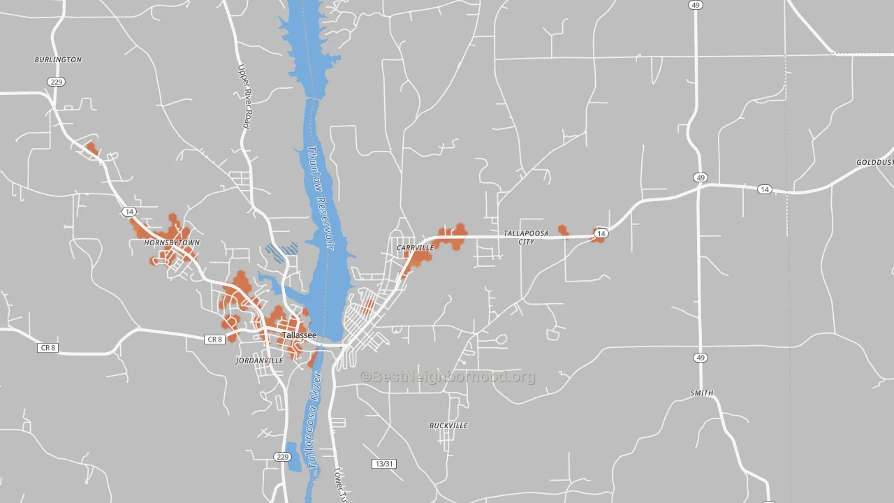 Bike Grade map of Carrville, AL
