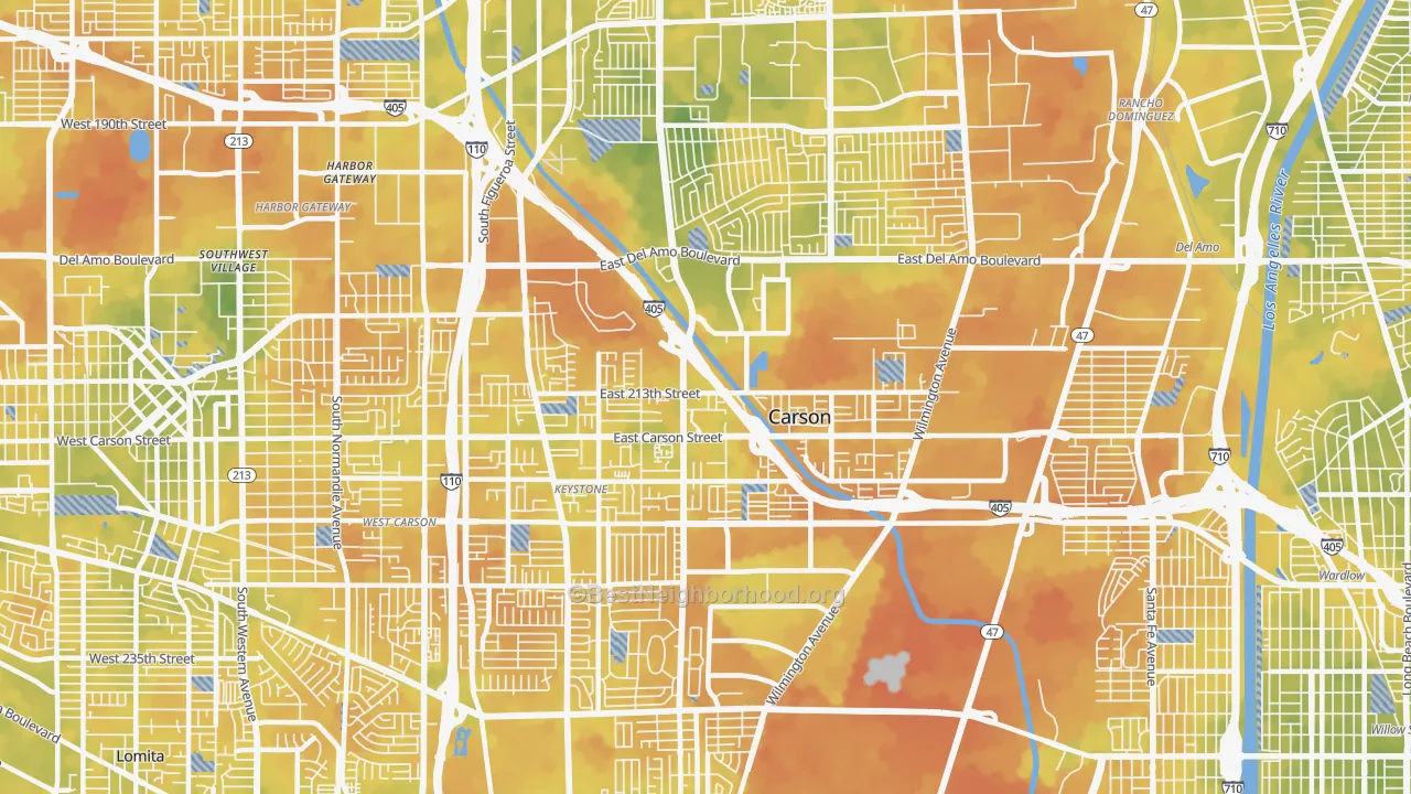 Bike Grade map of Carson, CA