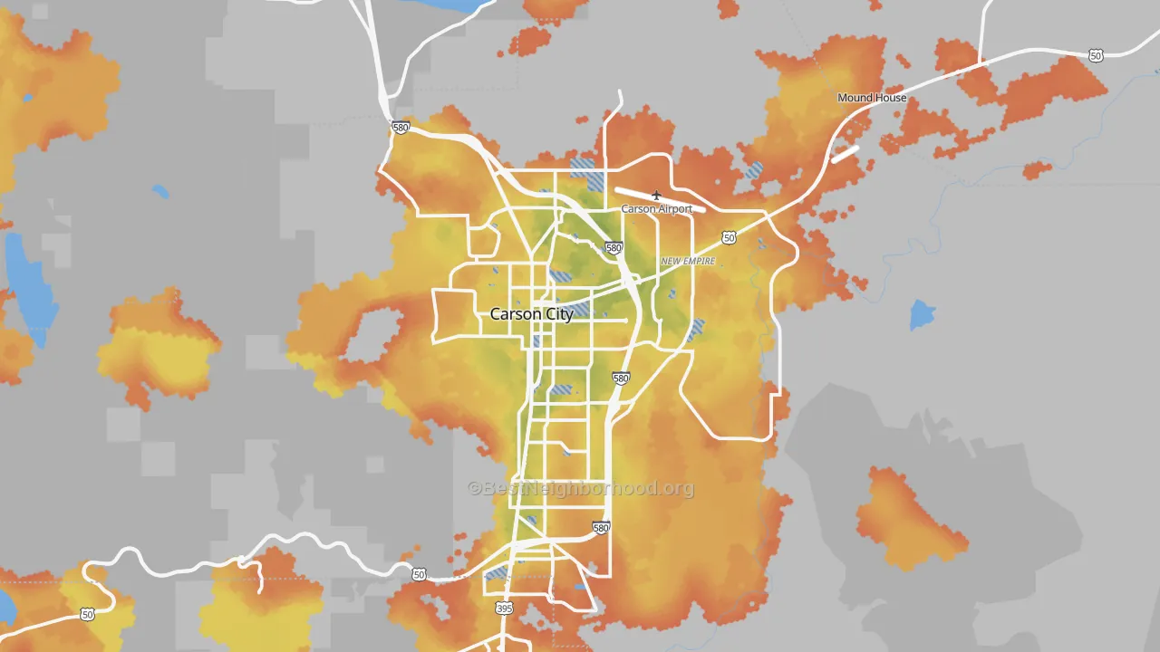 Bike Grade map of Carson City, NV